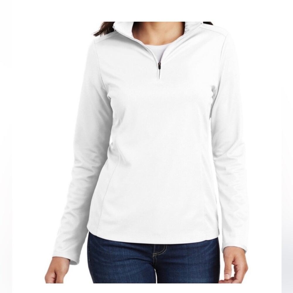 New with Tags Sport-Tek Women's White Quarter-Zip Pullover Sweatshirt XSmall - Picture 8 of 11